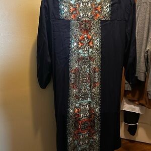 Cupio Navy  Dress with Vibrant Pattern